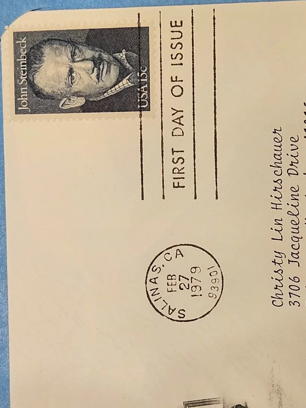 RARE COLLECTIBLE USPS 1ST DAY ISSUE COVER JOHN STEINBECK NOVELIST STAMP ENVELOPE